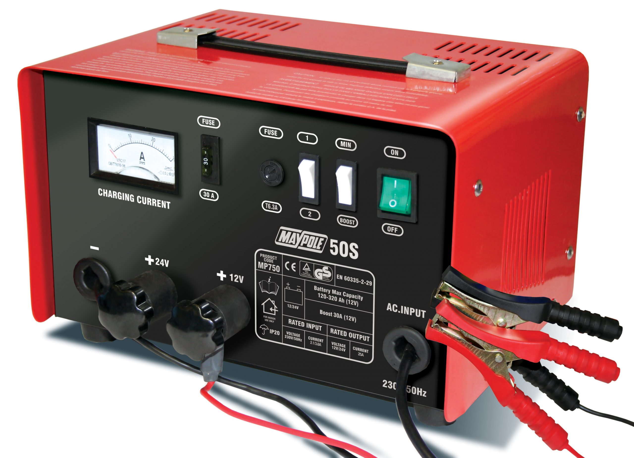 Maypole Metal Cased Battery Charger 30A 12/24V - MP750