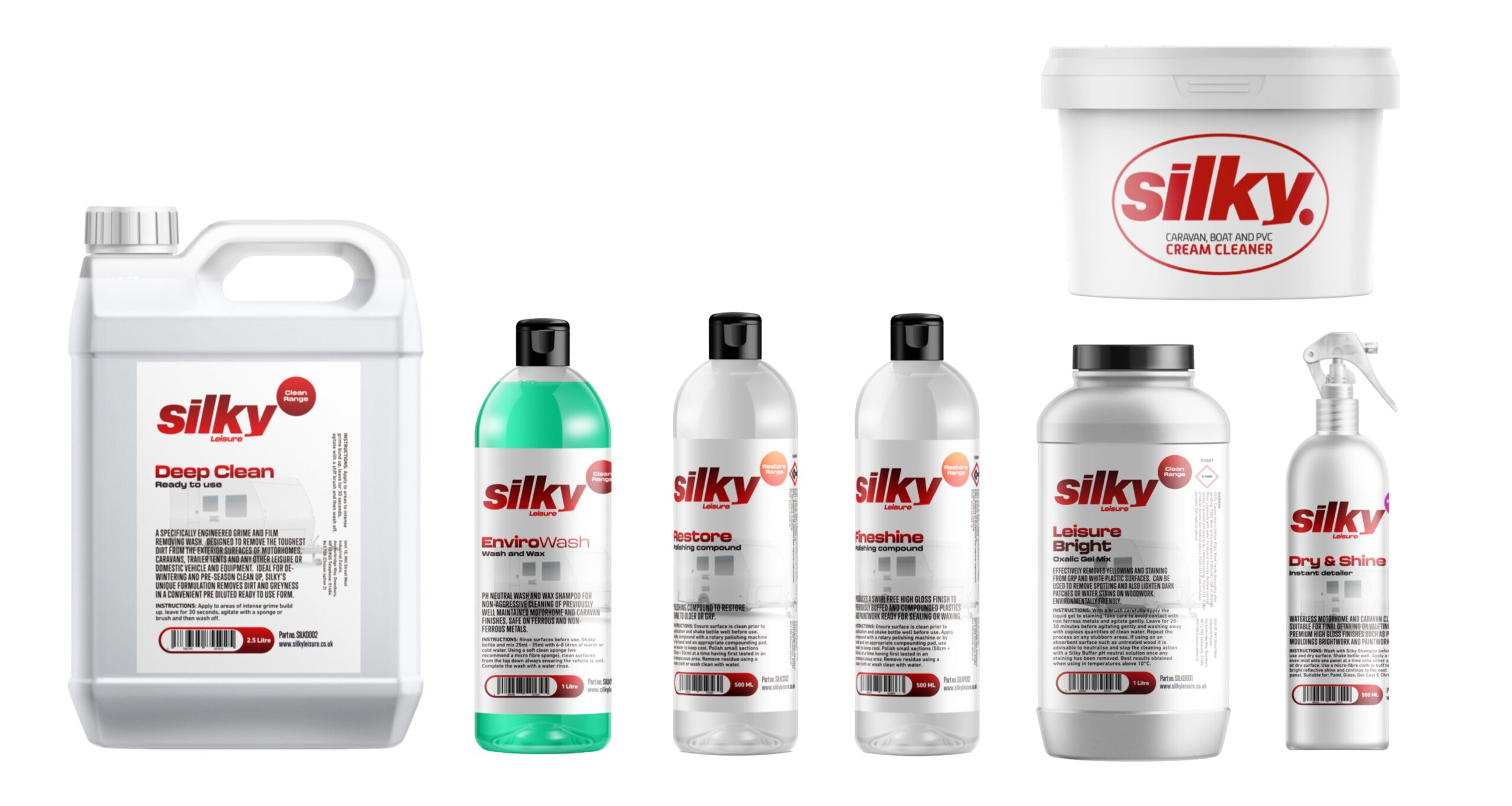 Silky The Full Range / Cream Cleaner / Back to White / Polish / Shampoo / Deep Clean / Dry & Shine